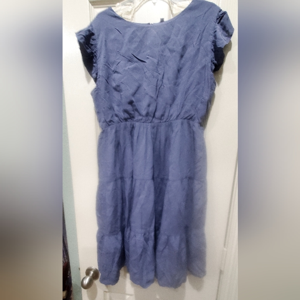 MISFAY Womens Summer Dress Ruffle Sleeve Round Neck Mini Dress Loose Flowy Swing